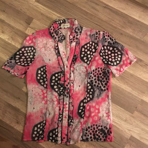 Maccine Sheer s/s Button Down Blouse Sz L 2/$25